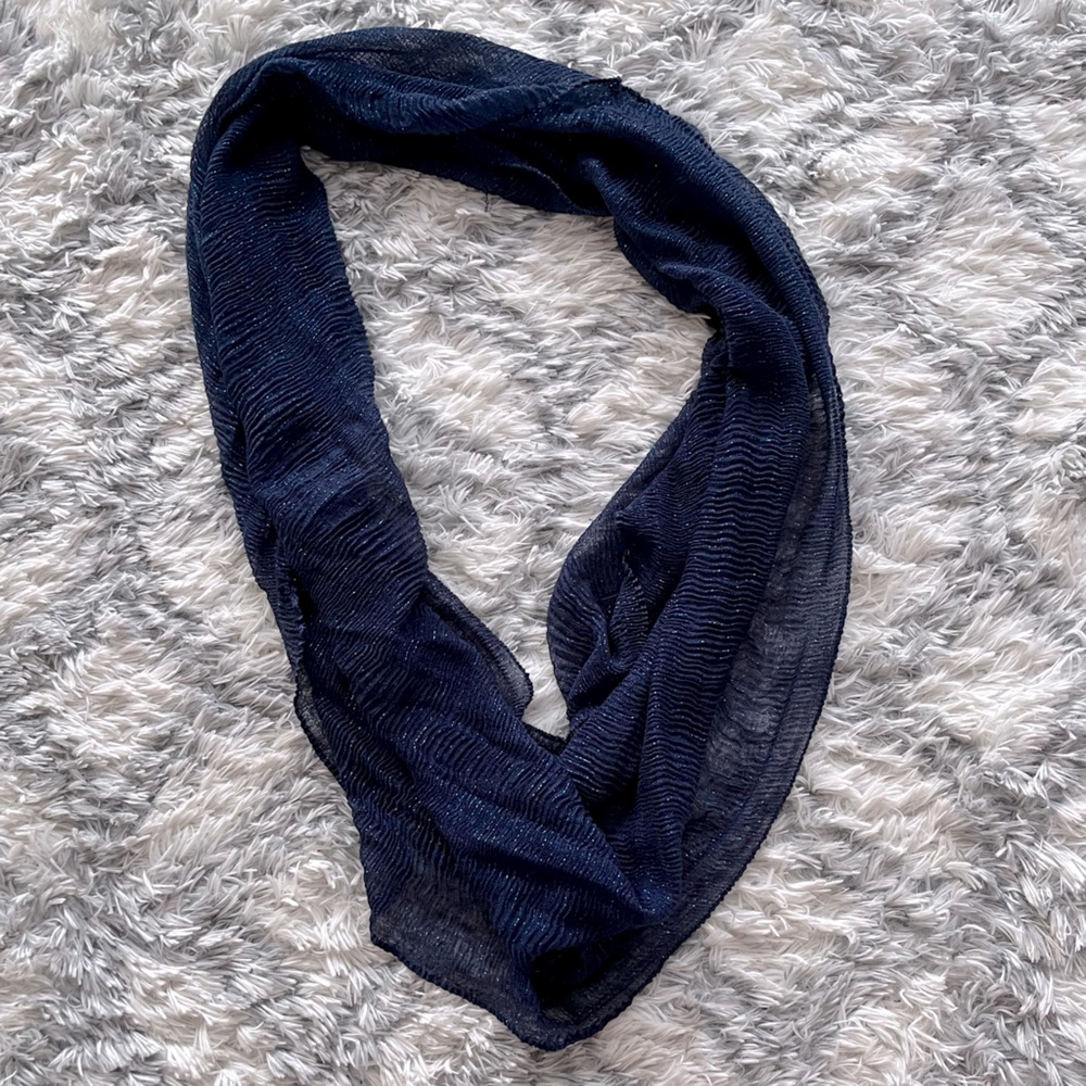 Navy blue sparkly infinity wrap scarf